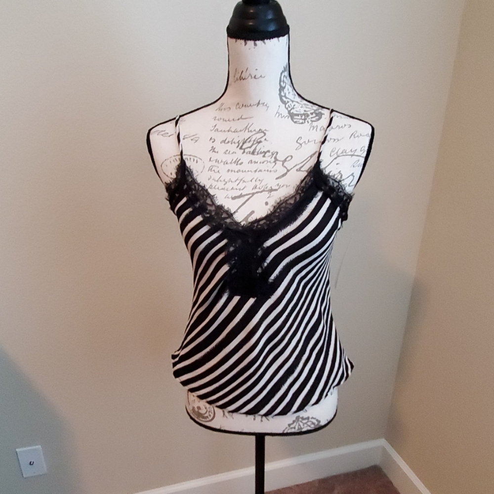 Black and white Zebra stripe lace camisole. Small